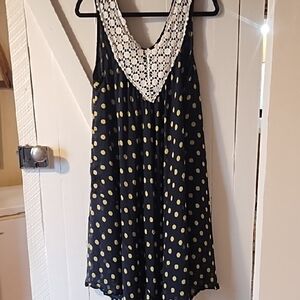 Ana & Kate OSFM Polka Dot Dress With Crochet Neckline. EUC.